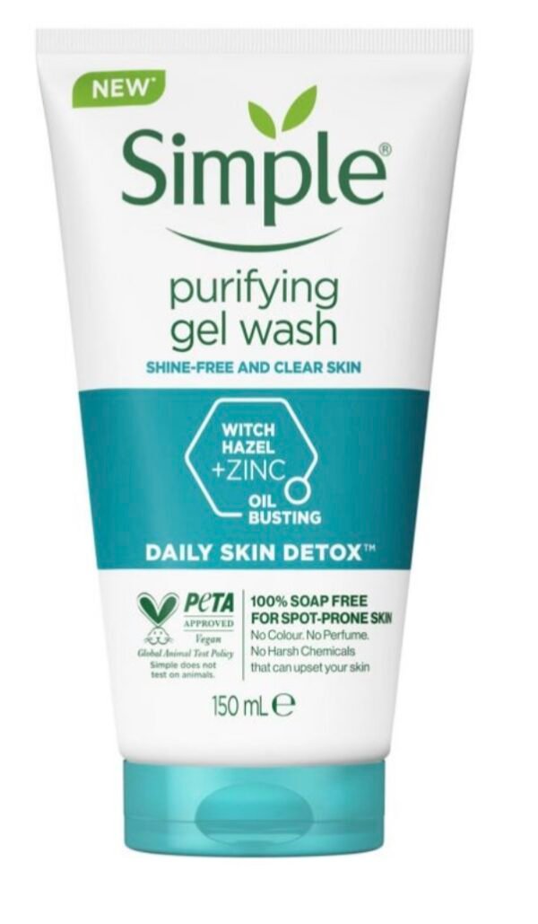 غسول الوجه المنقي للبشرة المختلطة الى الدهنية 150 مل من سيمبل simple purifying gel wash